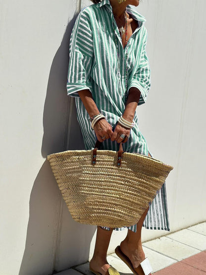 Striped Shirt With Belt Dress