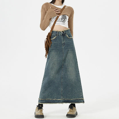 Retro Denim Long Skirts Women