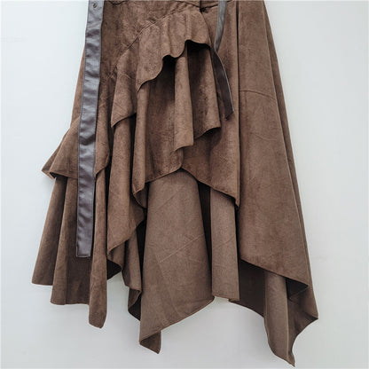 Irregular Deerskin Velvet Skirt