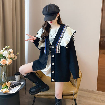 Fashion Lace Stitching Sweater