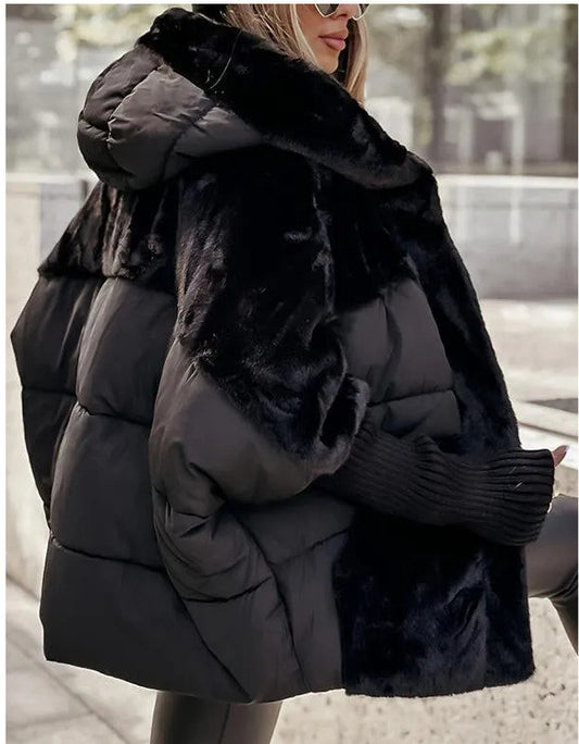 Women's Loose Coat Faux Fur Patchwork Winter Coat