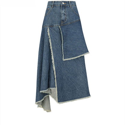 Spring Retro High Waist Denim Skirts