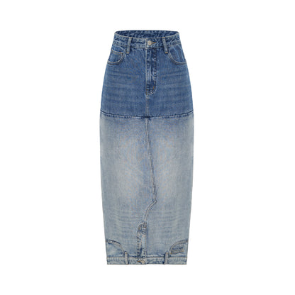 Washed Denim Long Skirts