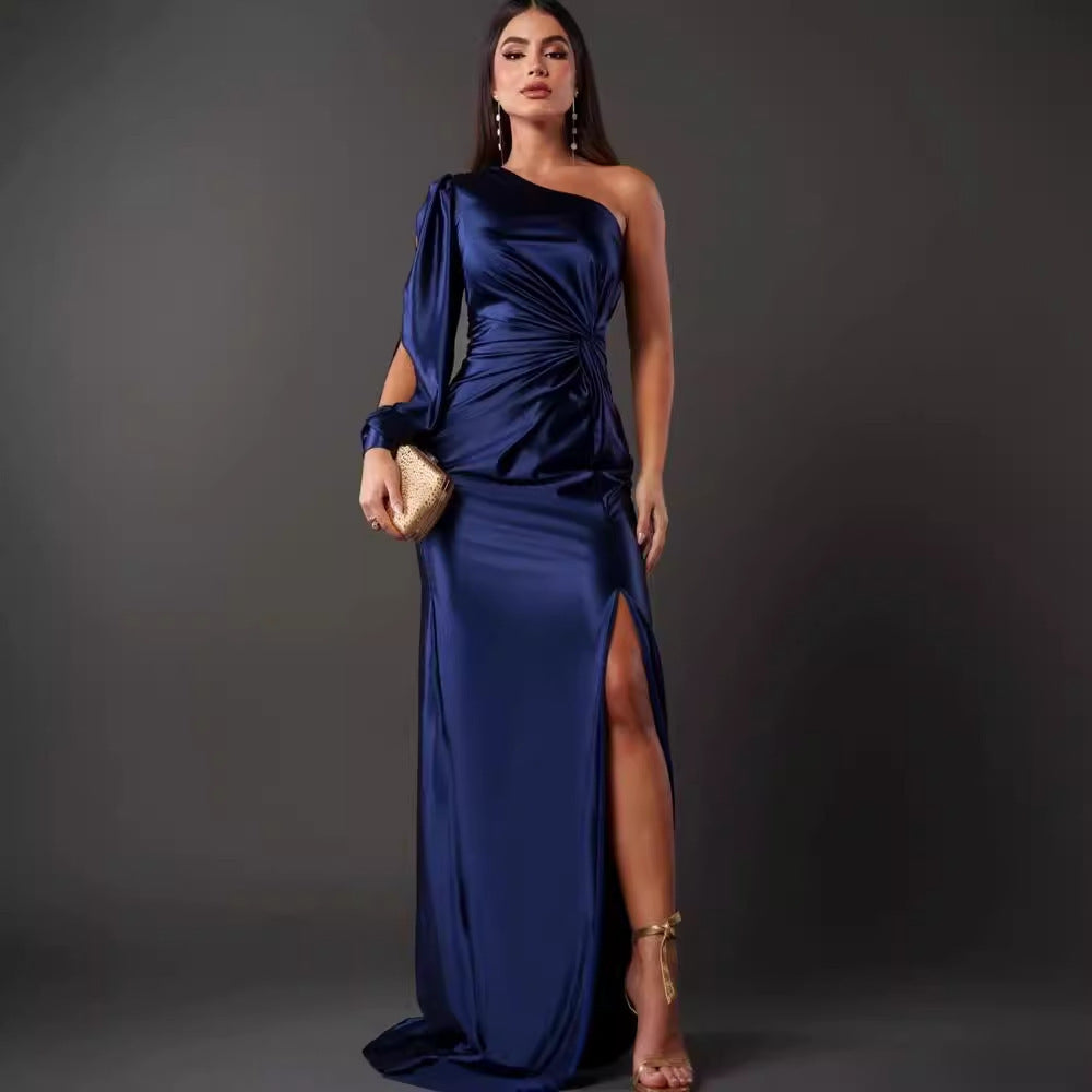 One-shoulder Split Dress