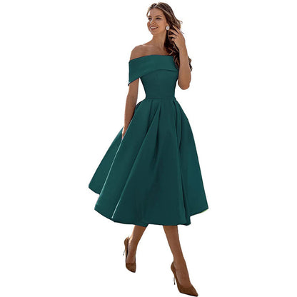 Off-shoulder Satin Party Dress