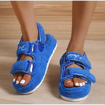 Autumn Velcro Plush High Heel Sandals