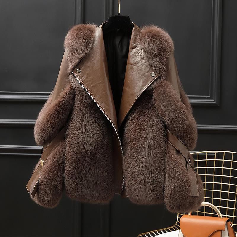 One-piece Fur Motorcycle Coat