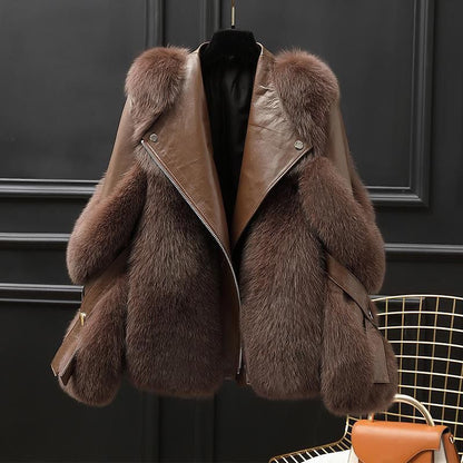 One-piece Fur Motorcycle Coat