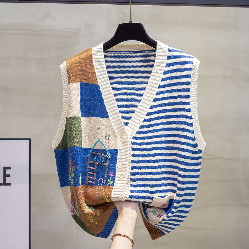 V-neck Knitted Cardigan Vest