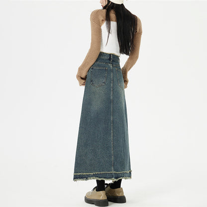 Retro Denim Long Skirts Women