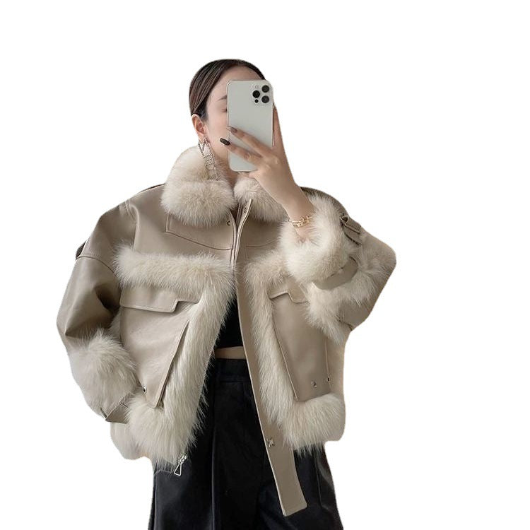 Sense Fox Fur Leather Coat