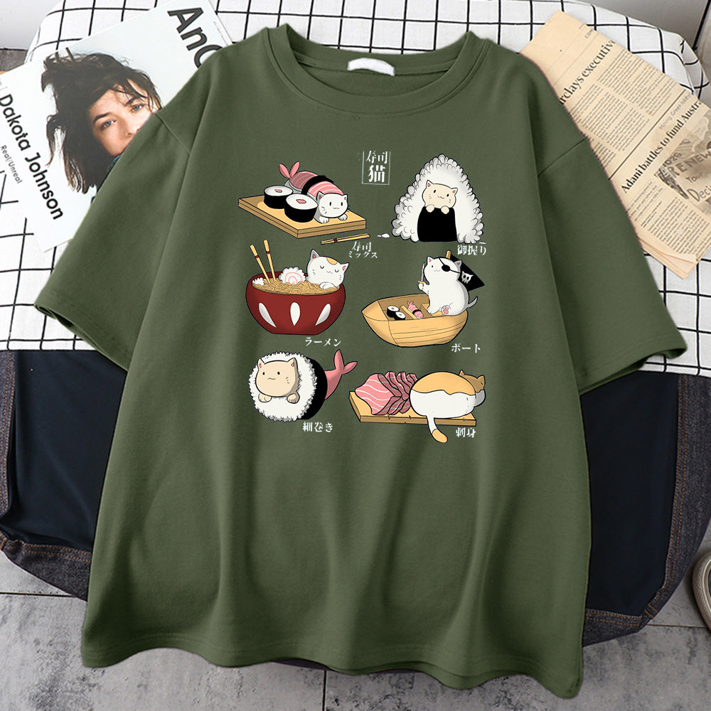 Cat Sushi Men's Cotton Tshirt