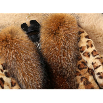 Leopard Print Mid-length Fur Coat