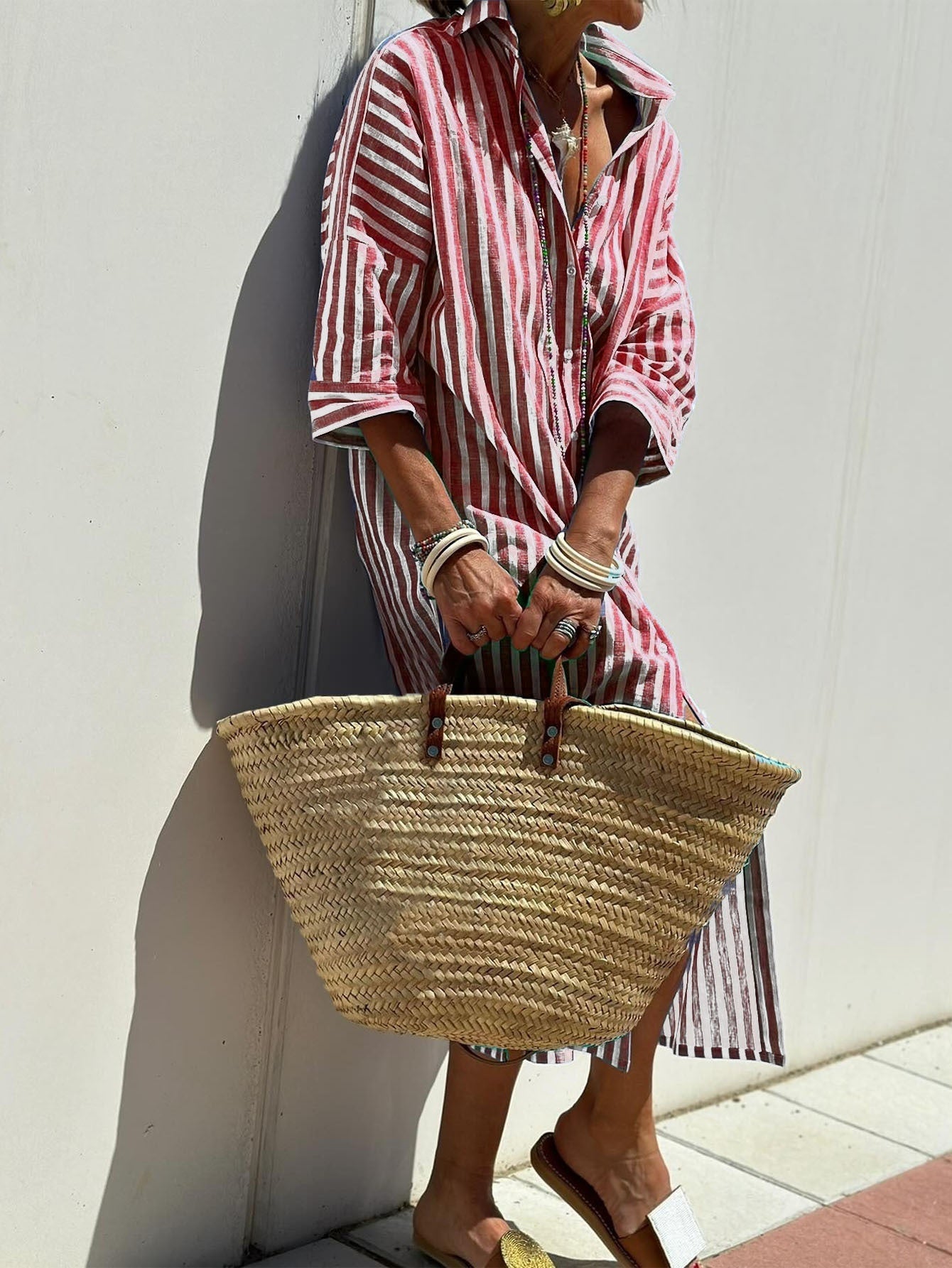 Striped Shirt With Belt Dress