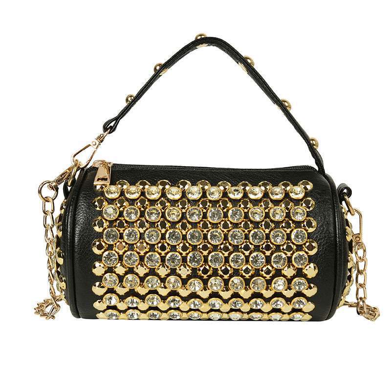 Women's Diamond-studded Small Cylinder Handbags
