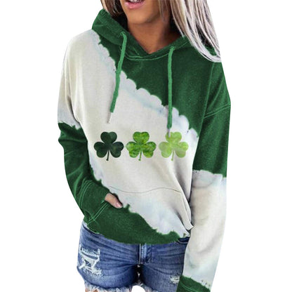 Women Lucky Clover Print Sweatshirts