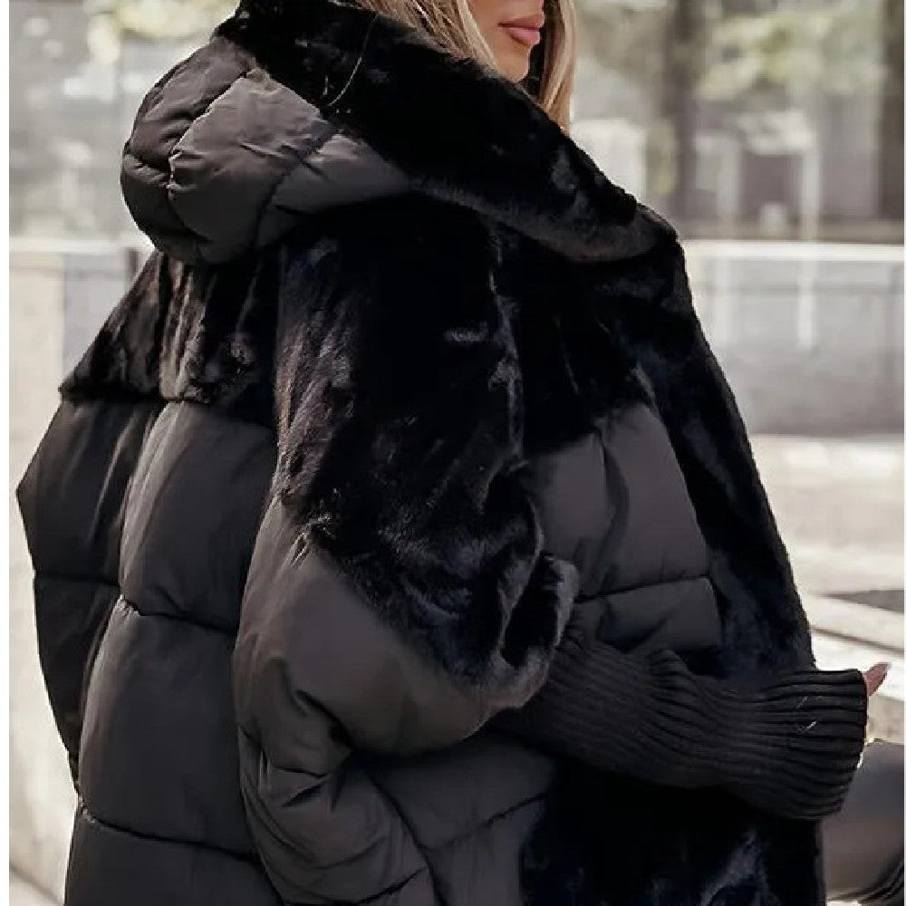 Women's Loose Coat Faux Fur Patchwork Winter Coat