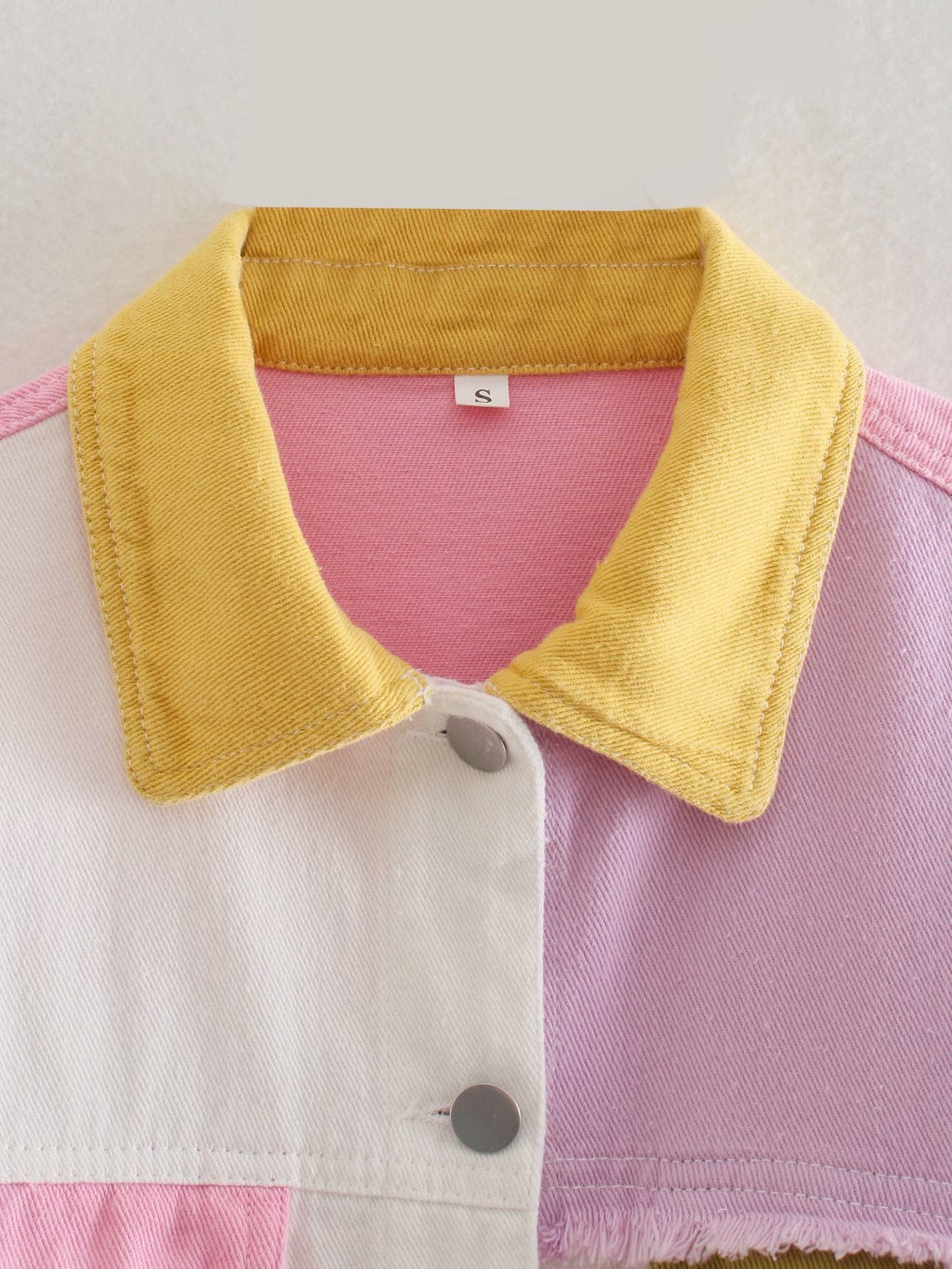 Color Patchwork Short Jacket And High Waist Shorts