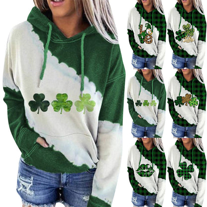 Women Lucky Clover Print Sweatshirts