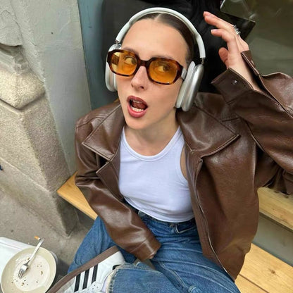 Vintage Brown Leather Motorcycle Jacket