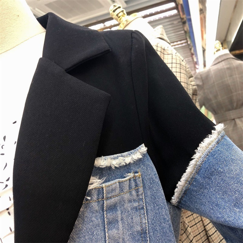 Women's Fashion Loose Suit Patchwork Denim Jacket