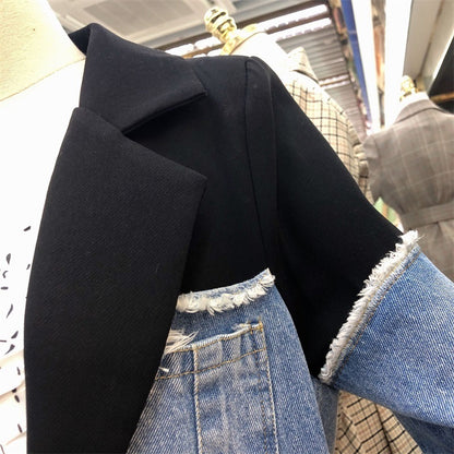 Women's Fashion Loose Suit Patchwork Denim Jacket