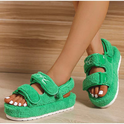 Autumn Velcro Plush High Heel Sandals
