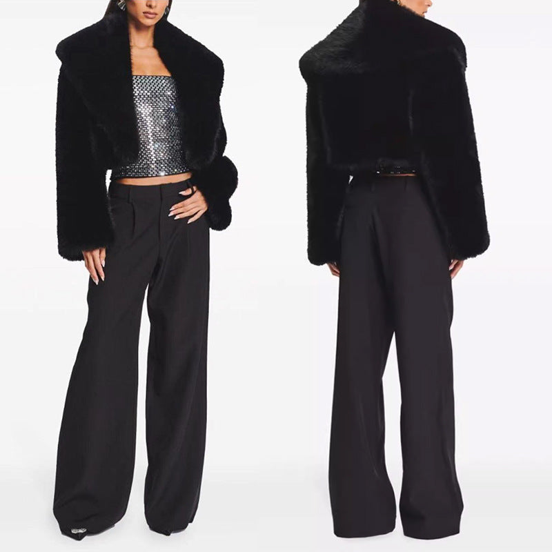 Women's Fur Long Sleeve Coat