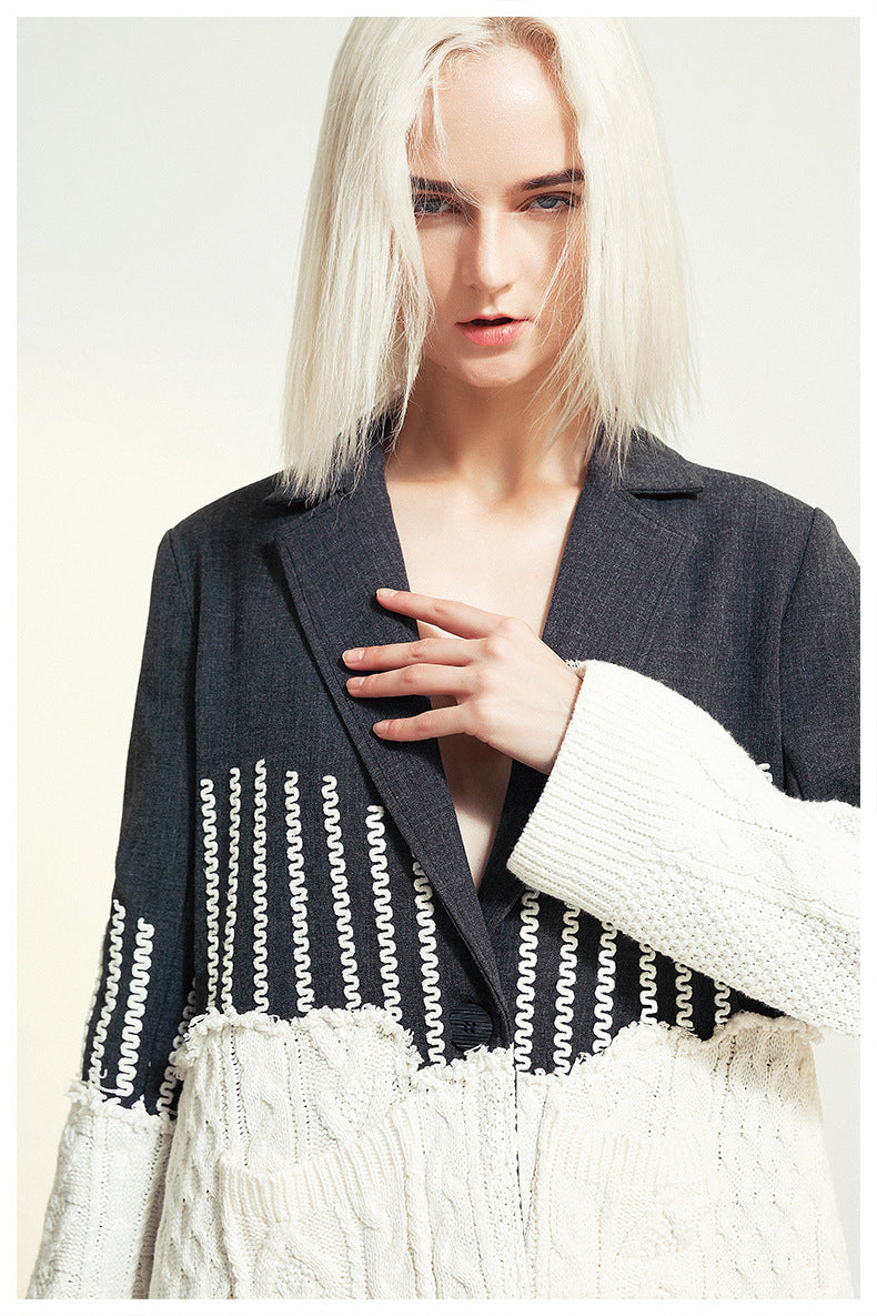Knit Torn Hem Retro Rework Jacket