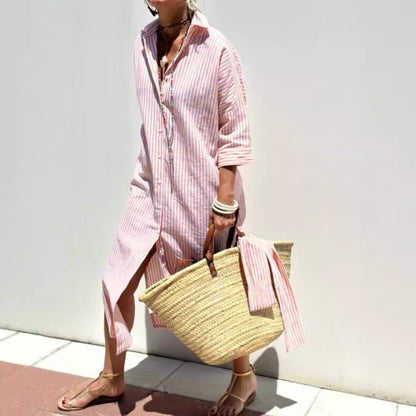 Striped Shirt With Belt Dress