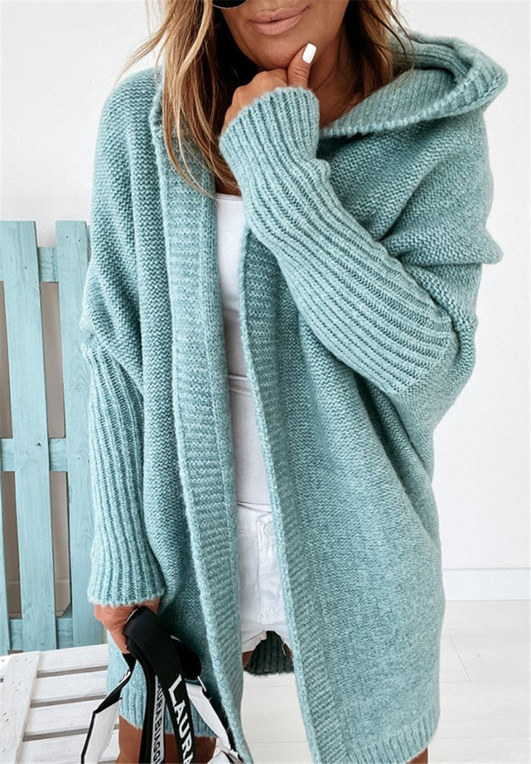 Bat Sleeve Hooded Oversized Cardigan