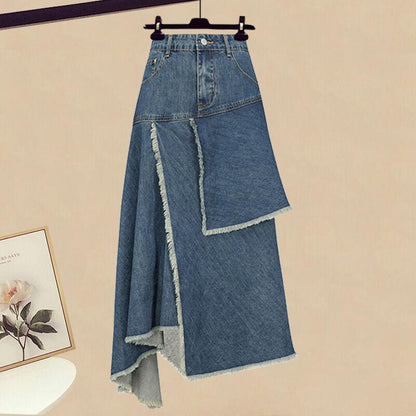 Spring Retro High Waist Denim Skirts