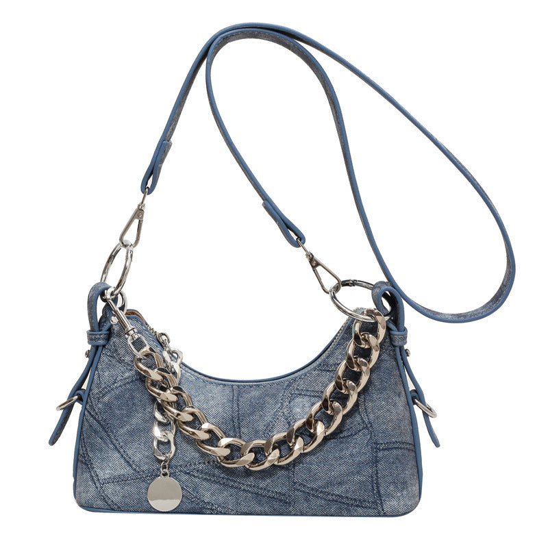 Denim Underarm Chain Bag