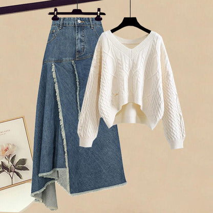 Spring Retro High Waist Denim Skirts