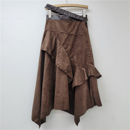 Irregular Deerskin Velvet Skirt