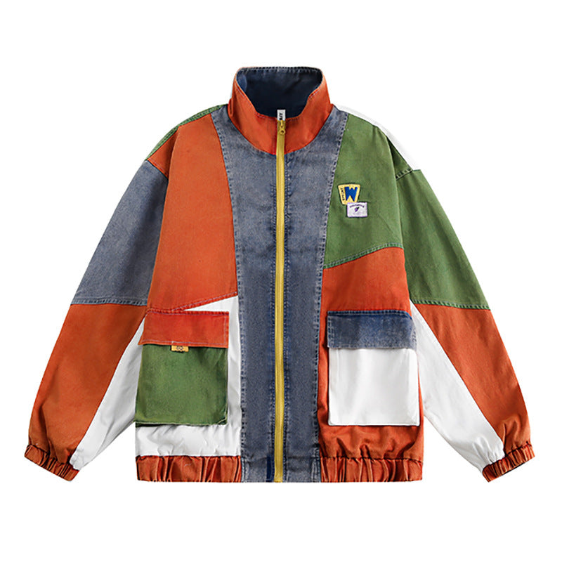 Irregular Color Contrast Patchwork Jacket