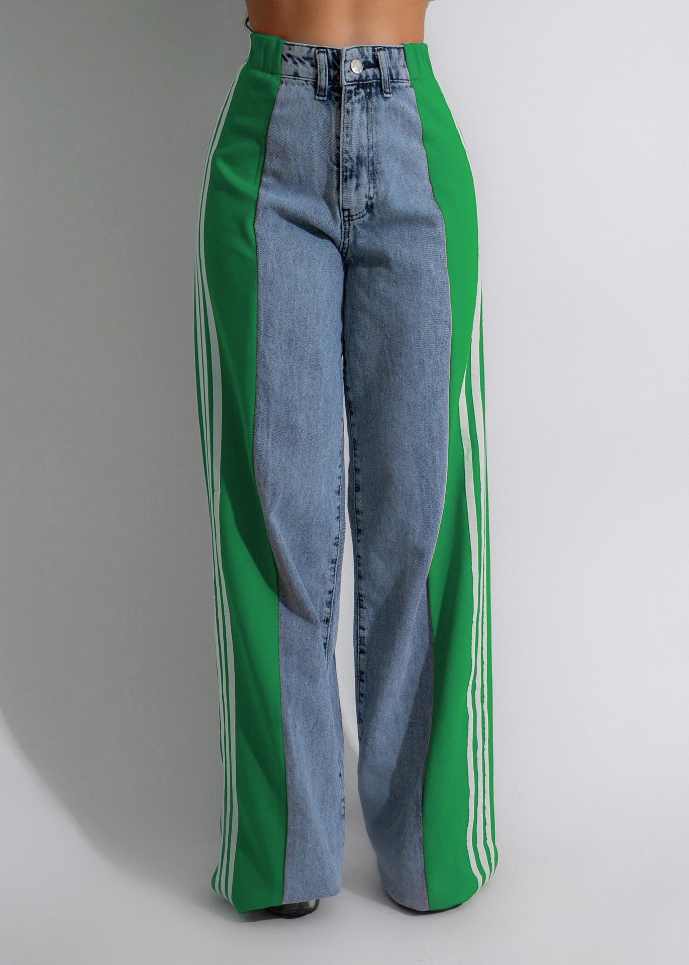 Straight Leg Trousers Three Stripe Denim