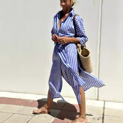 Striped Shirt With Belt Dress