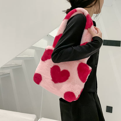 Love Heart Furry Fluffy Bag