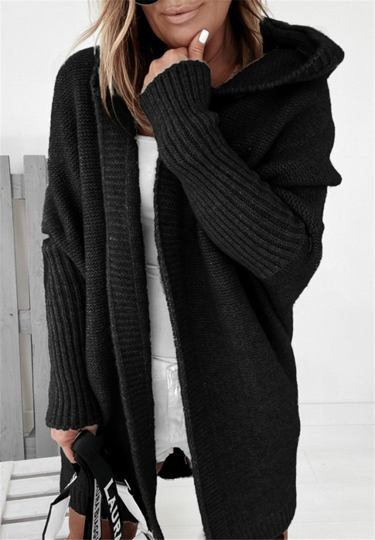 Bat Sleeve Hooded Oversized Cardigan