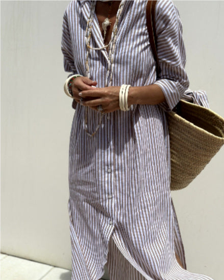 Striped Shirt With Belt Dress