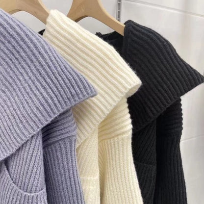 Autumn And Winter Hooded Knit Cardigan
