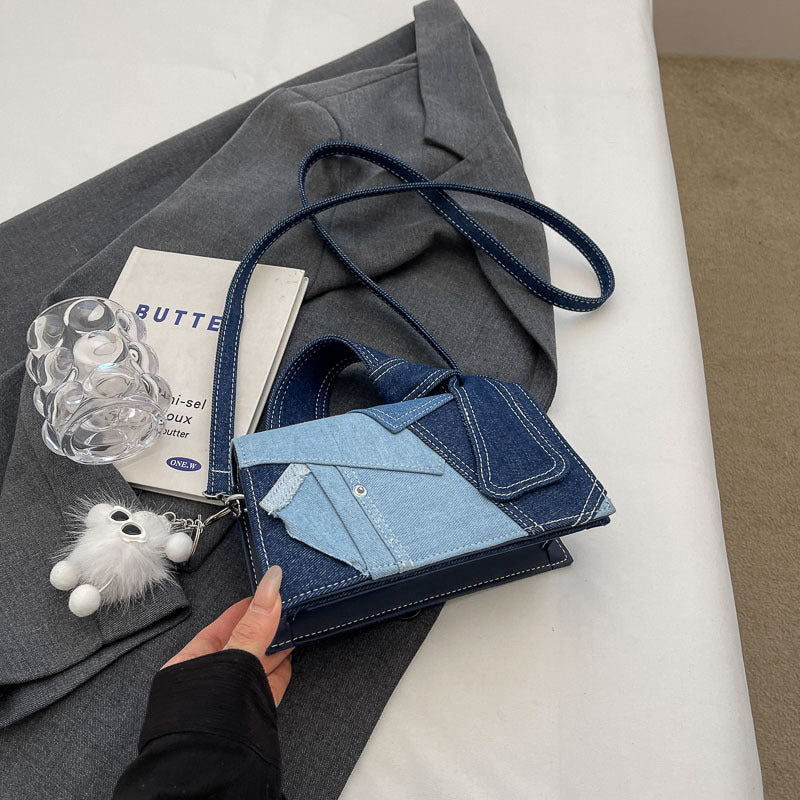 Denim Patchwork Small Messenger Bag