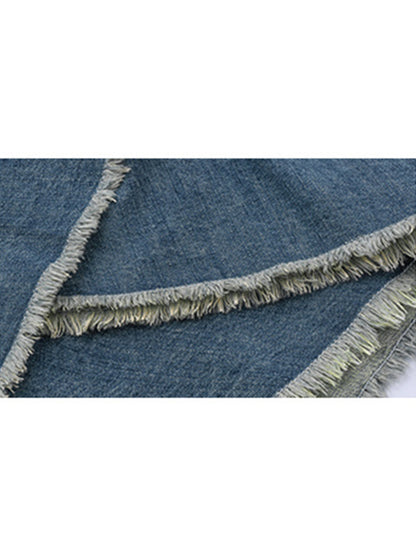 Spring Retro High Waist Denim Skirts