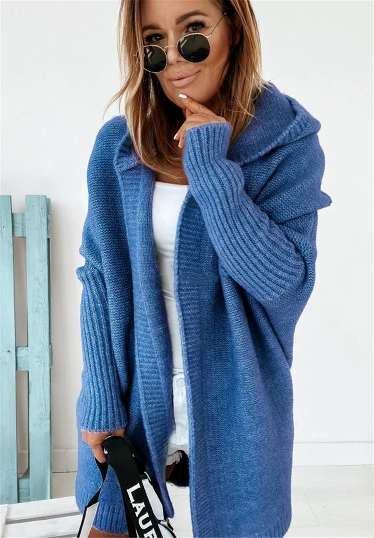 Bat Sleeve Hooded Oversized Cardigan